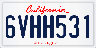 CA license plate 6VHH531
