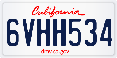 CA license plate 6VHH534