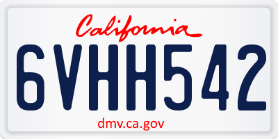 CA license plate 6VHH542