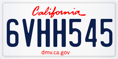 CA license plate 6VHH545