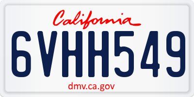 CA license plate 6VHH549