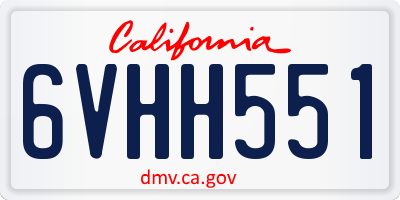 CA license plate 6VHH551
