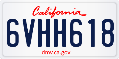 CA license plate 6VHH618
