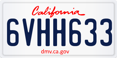 CA license plate 6VHH633