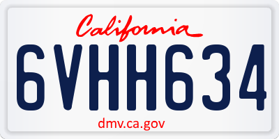 CA license plate 6VHH634