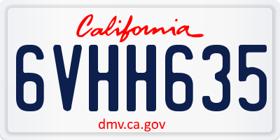 CA license plate 6VHH635