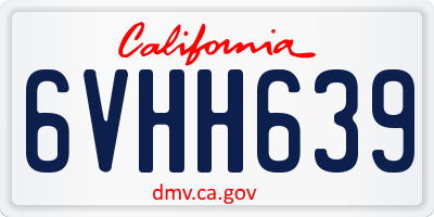 CA license plate 6VHH639