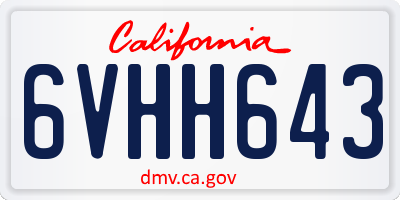 CA license plate 6VHH643