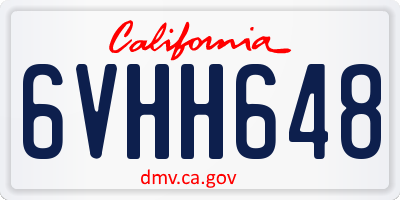 CA license plate 6VHH648