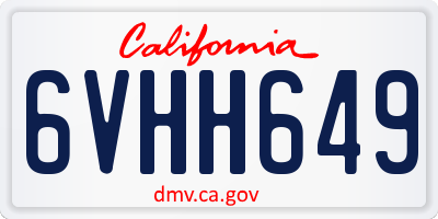CA license plate 6VHH649