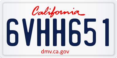 CA license plate 6VHH651