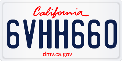 CA license plate 6VHH660