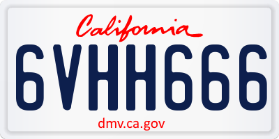 CA license plate 6VHH666