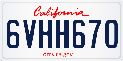 CA license plate 6VHH670