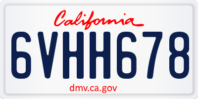 CA license plate 6VHH678
