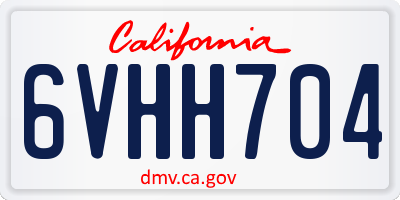 CA license plate 6VHH704