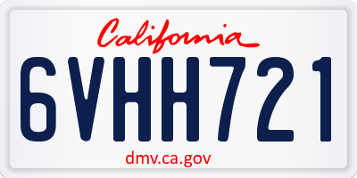 CA license plate 6VHH721