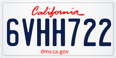 CA license plate 6VHH722