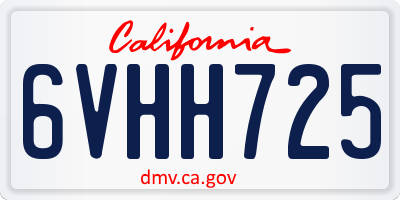 CA license plate 6VHH725