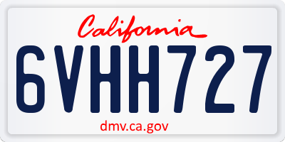 CA license plate 6VHH727