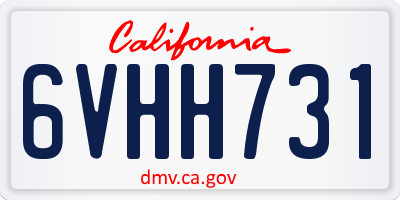 CA license plate 6VHH731