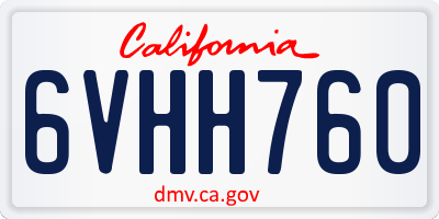 CA license plate 6VHH760