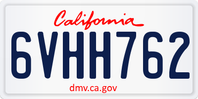 CA license plate 6VHH762
