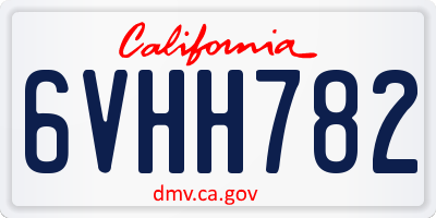 CA license plate 6VHH782