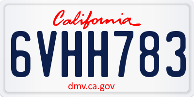 CA license plate 6VHH783