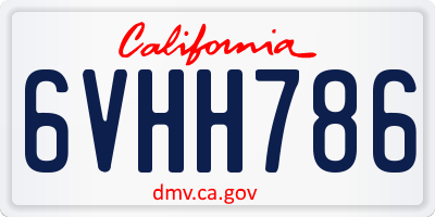CA license plate 6VHH786