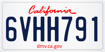 CA license plate 6VHH791
