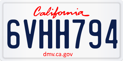 CA license plate 6VHH794