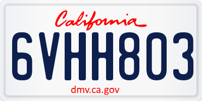 CA license plate 6VHH803