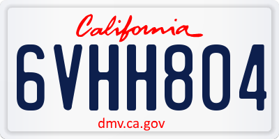 CA license plate 6VHH804