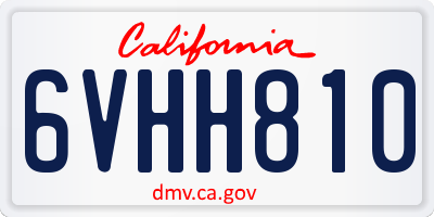 CA license plate 6VHH810
