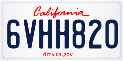 CA license plate 6VHH820
