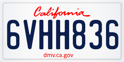 CA license plate 6VHH836