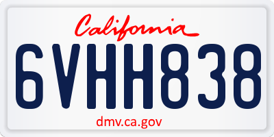 CA license plate 6VHH838