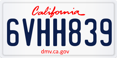 CA license plate 6VHH839