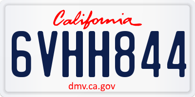 CA license plate 6VHH844
