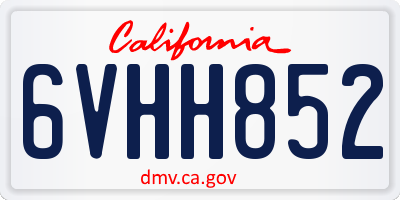 CA license plate 6VHH852