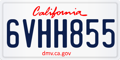 CA license plate 6VHH855
