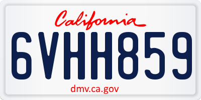 CA license plate 6VHH859