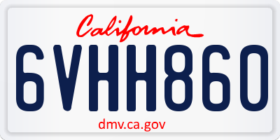 CA license plate 6VHH860