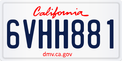 CA license plate 6VHH881