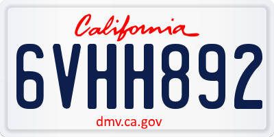 CA license plate 6VHH892