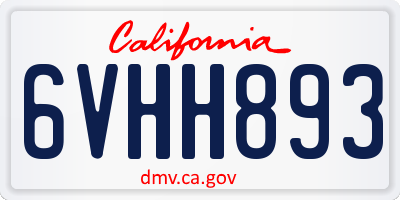 CA license plate 6VHH893