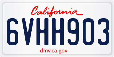 CA license plate 6VHH903