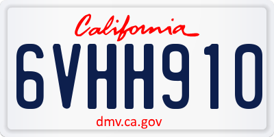 CA license plate 6VHH910