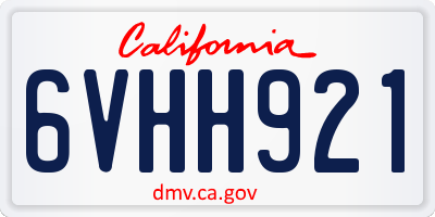 CA license plate 6VHH921
